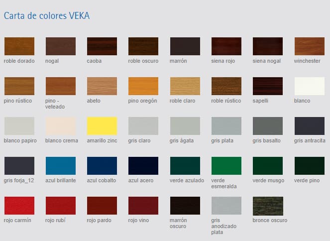 Carta de colores Veka